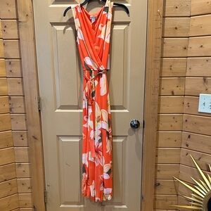Floral Orange Midi Dress